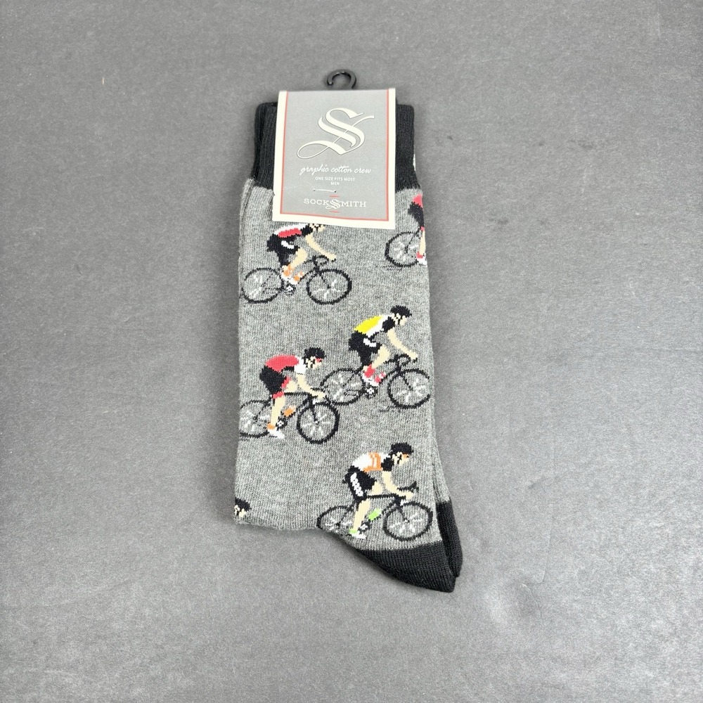 Socksmith Men's Crew Socks Cycling Crew Bike‎ Riders Fun Novelty Footwear NEW